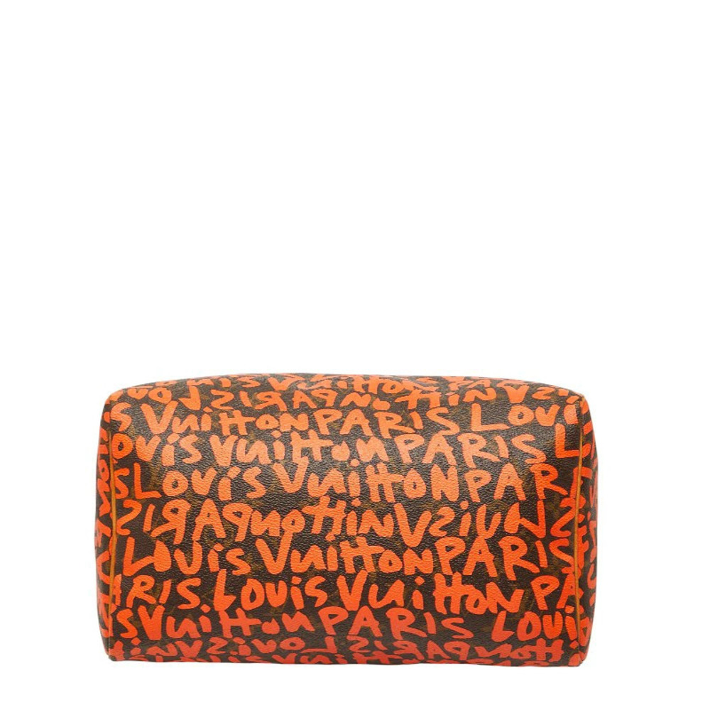 Louis Vuitton Monogram Graffiti Speedy Boston Bag Handbag Orange Brown Leather - Picture 3 of 10